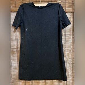 Zara Black Short-Sleeve Embellished Mini Dress